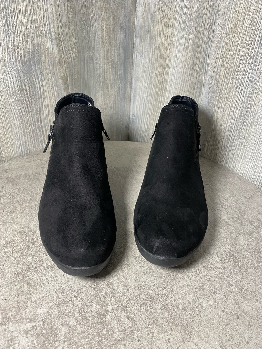 St. John's Bay Black Suede Ankle Booties with Side Zip